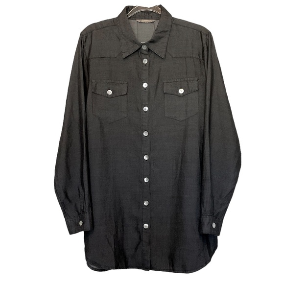 Soft Surroundings Chambray Button Up Shirt - Picture 1 of 7